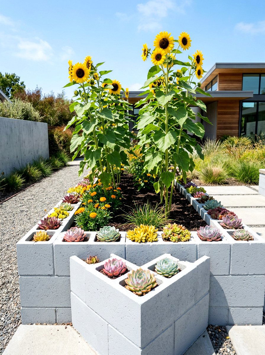 Concrete block raised bed - 30 modern raised bed ideas