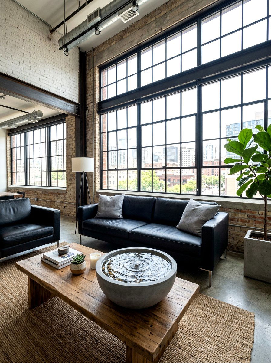 Concrete bowl indoor fountain - 30 indoor fountain decor ideas