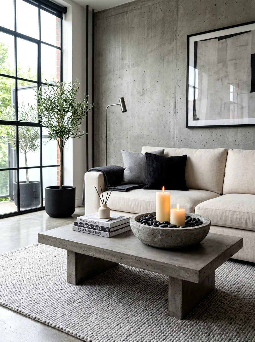 Concrete bowl with pillar candles - 30 candle bowl centerpiece ideas