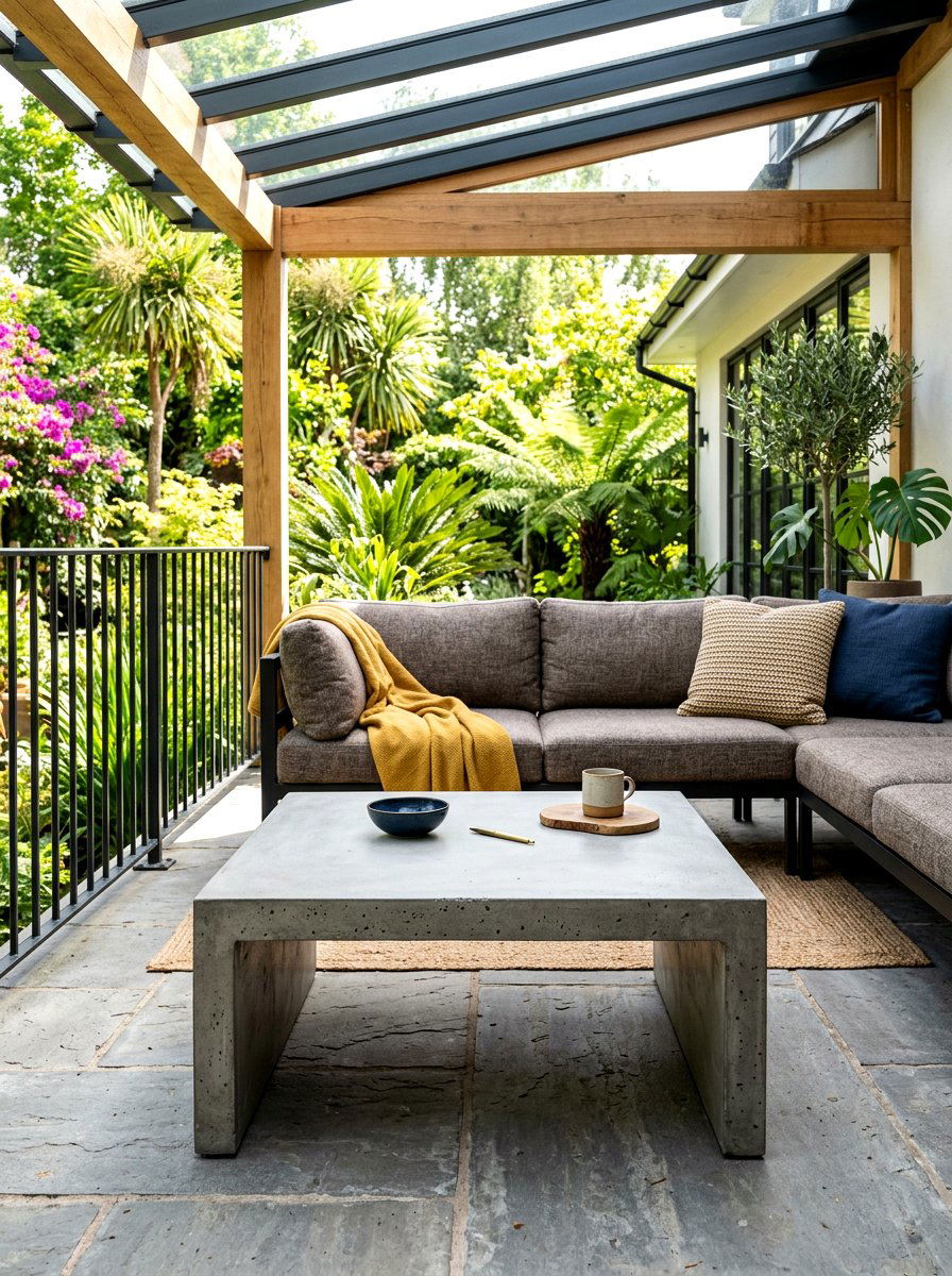 Concrete coffee table - 30 veranda furniture ideas
