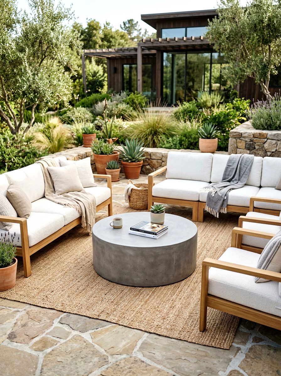 Concrete coffee table - 30 Scandinavian patio ideas
