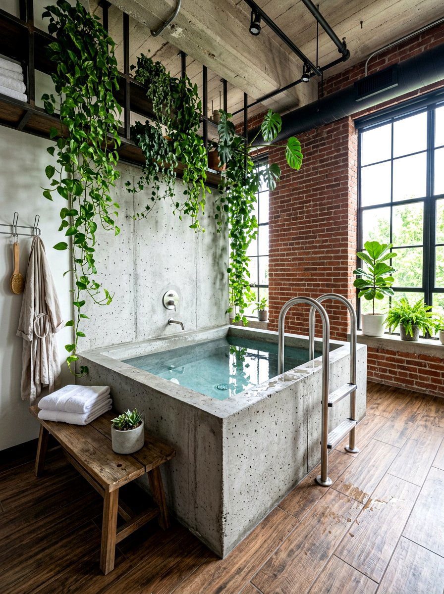 Concrete cold plunge tub - 30 contrast therapy bathroom ideas