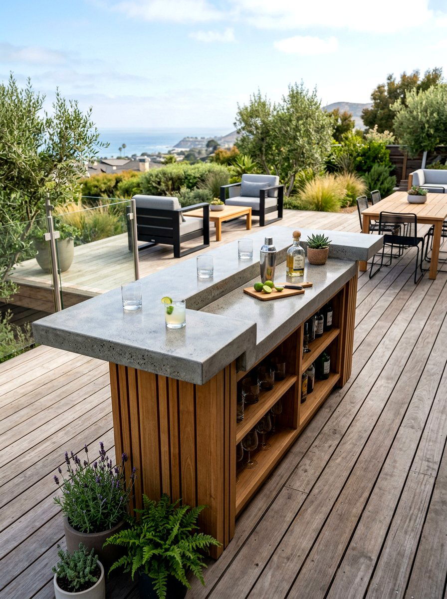 Concrete countertop bar - 30 backyard bar ideas