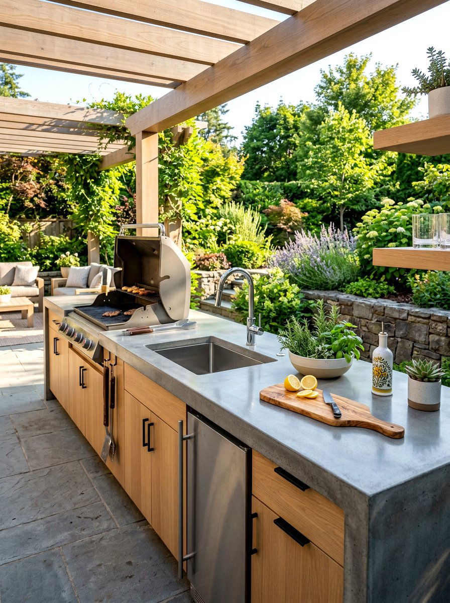 Concrete countertop outdoor kitchen - 30 alfresco kitchen ideas