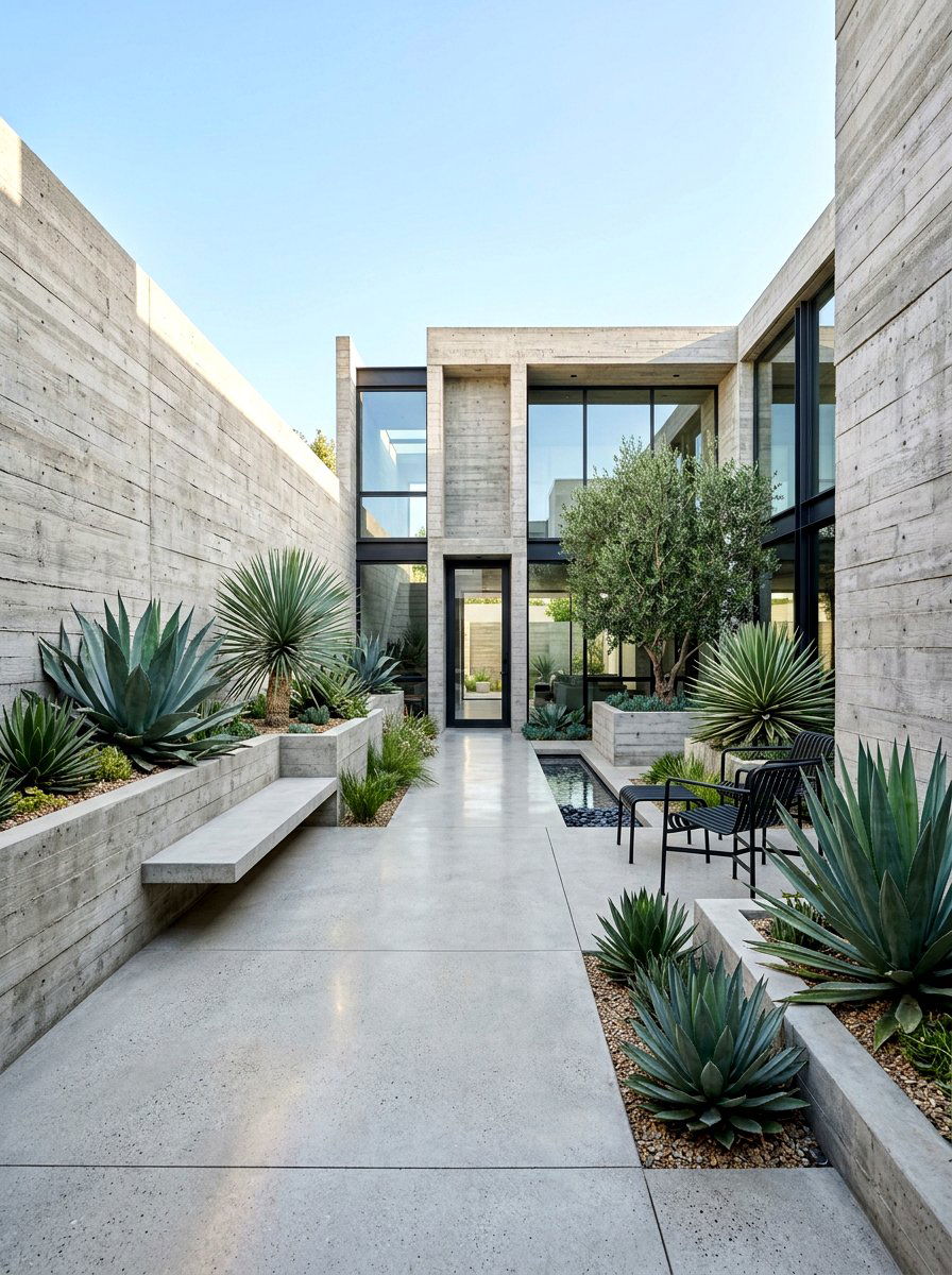 Concrete courtyard garden - 30 indoor courtyard garden ideas