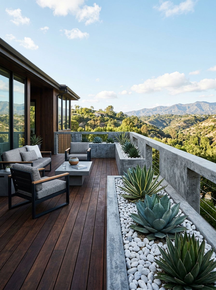 Concrete deck railing planter - 30 railing planter ideas