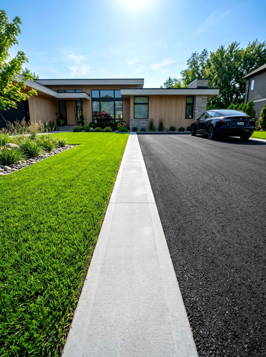 Concrete driveway border - 30 driveway entrance ideas