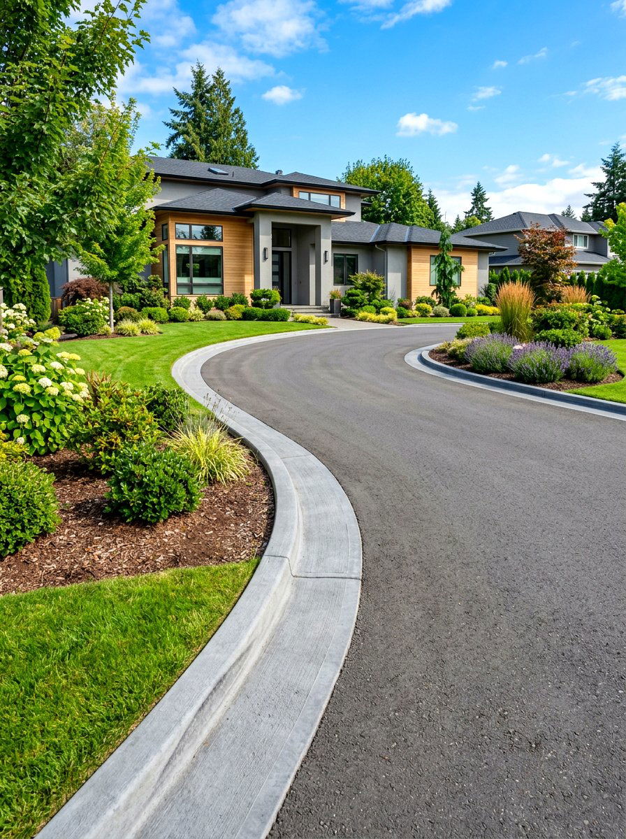 Concrete driveway curbing - 30 driveway edging ideas
