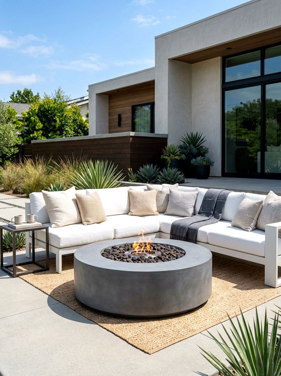 Concrete fire pit - 30 round fire pit ideas