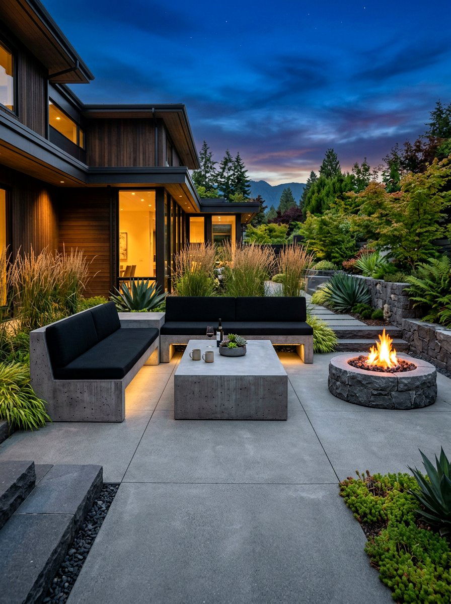 Concrete furniture patio - 30 twilight patio decor ideas