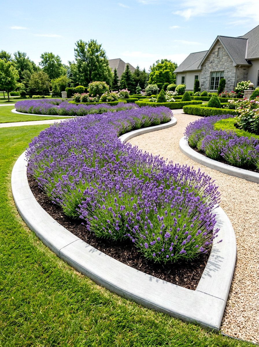 Concrete garden curb - 30 garden edging ideas