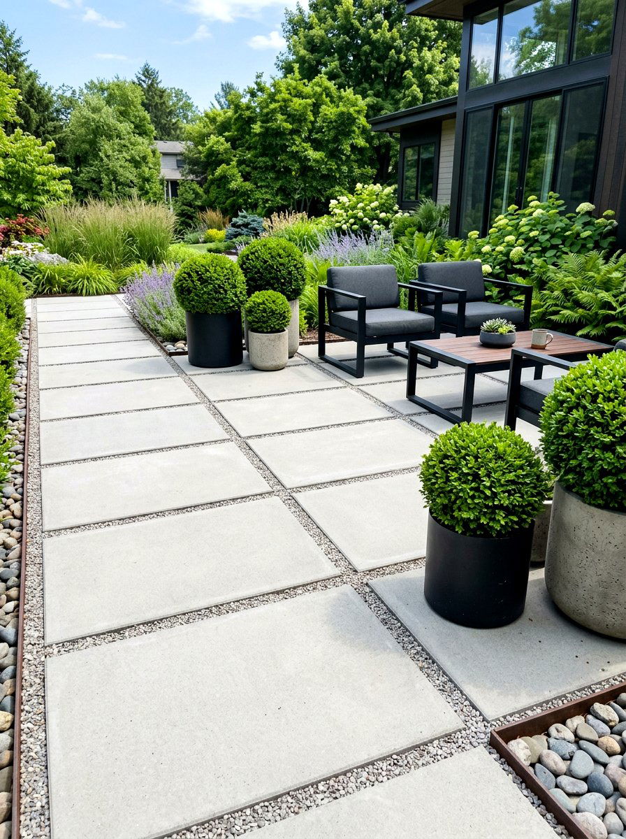 Concrete garden pavers - 30 courtyard garden ideas