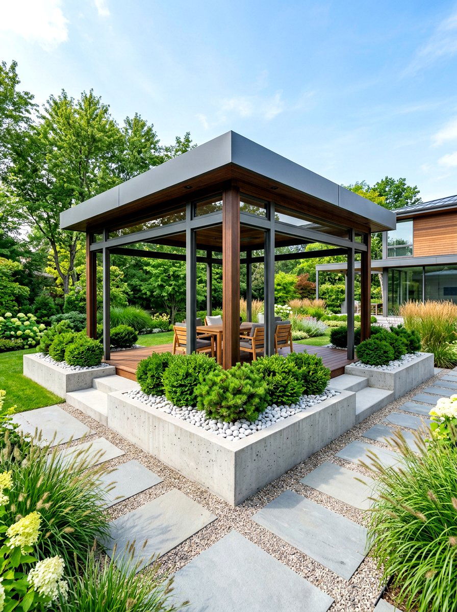 Concrete gazebo base planters - 30 gazebo planter ideas