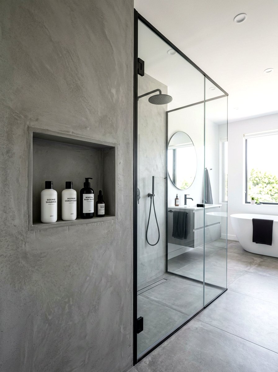 Concrete gray medicine niche - 30 recessed medicine niche ideas