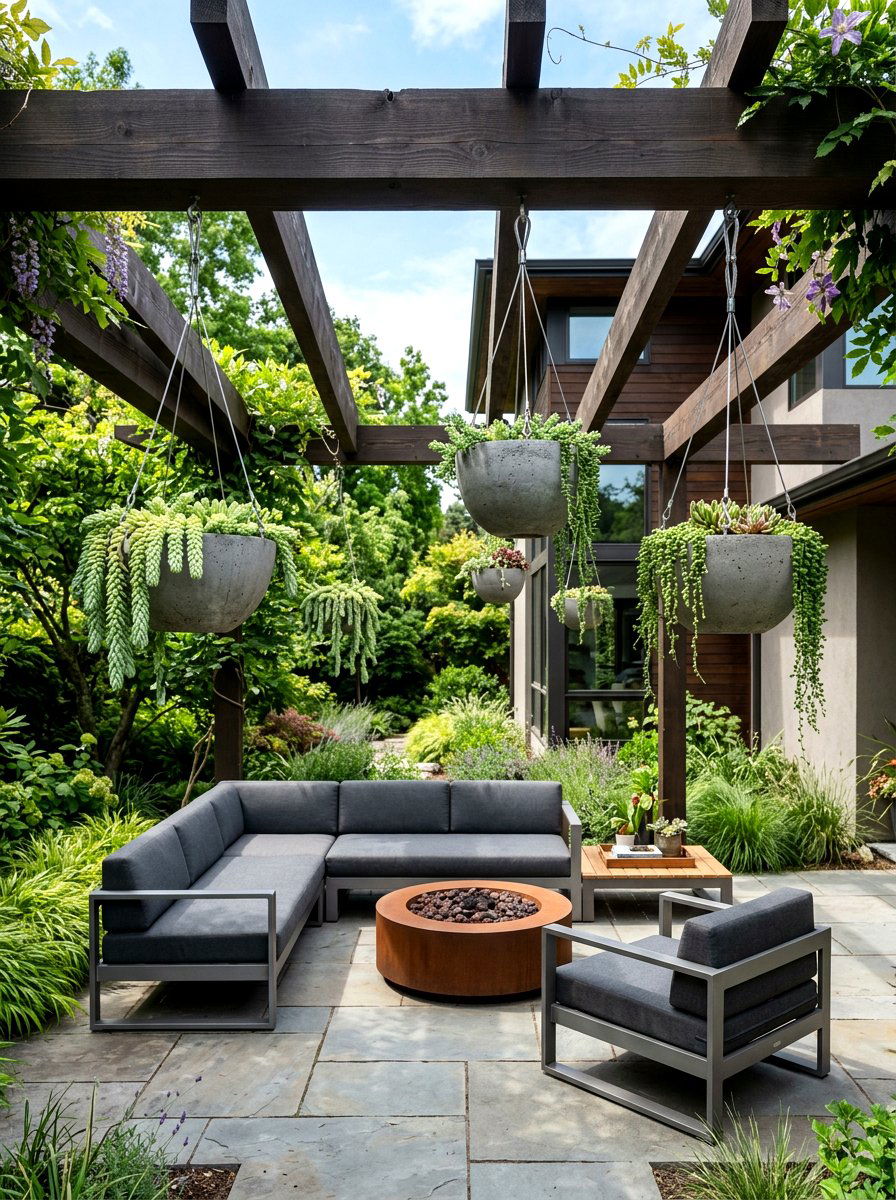 Concrete hanging bowl - 30 hanging planter ideas