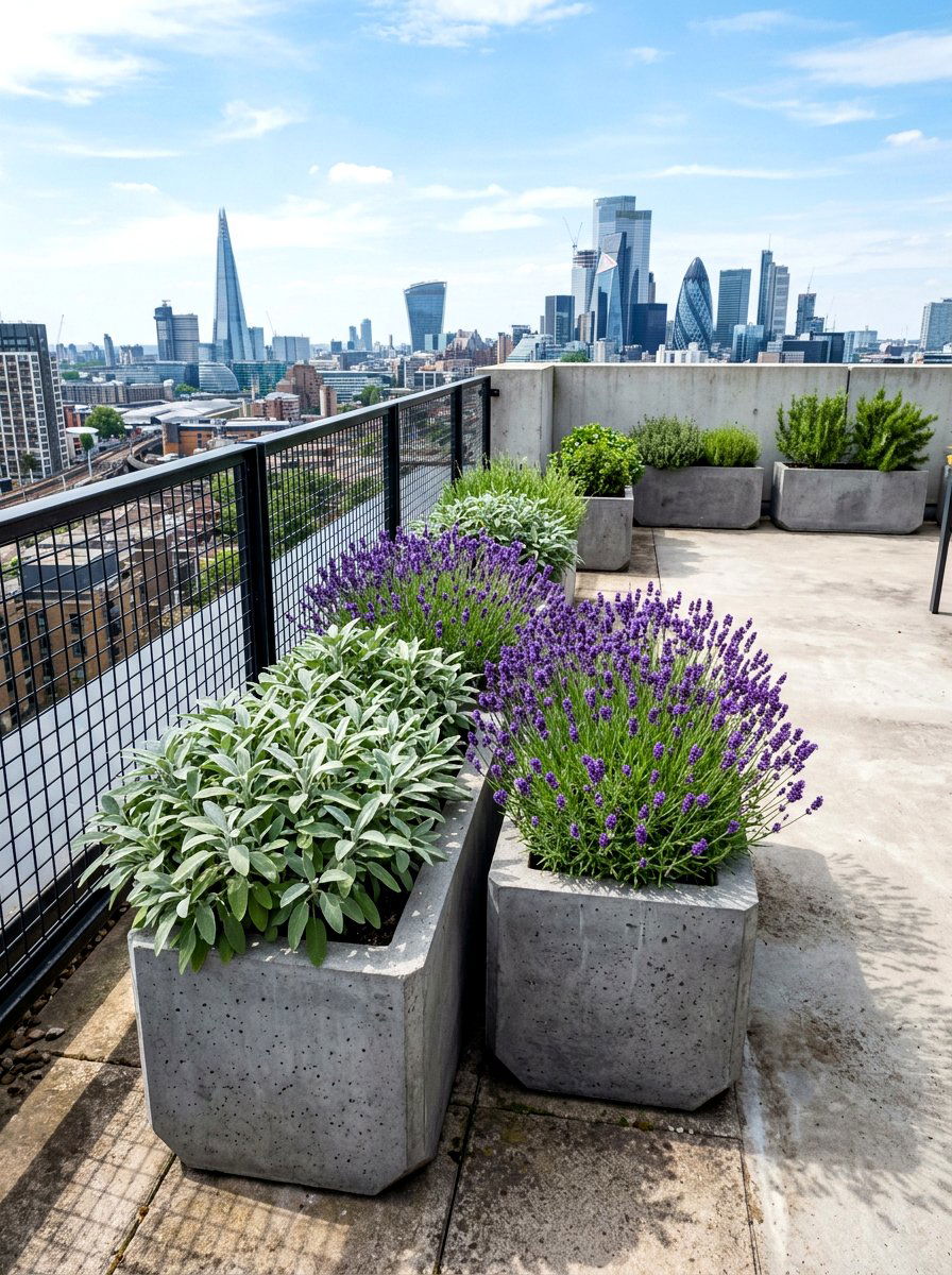 Concrete herb garden planters - 30 rooftop herb garden ideas