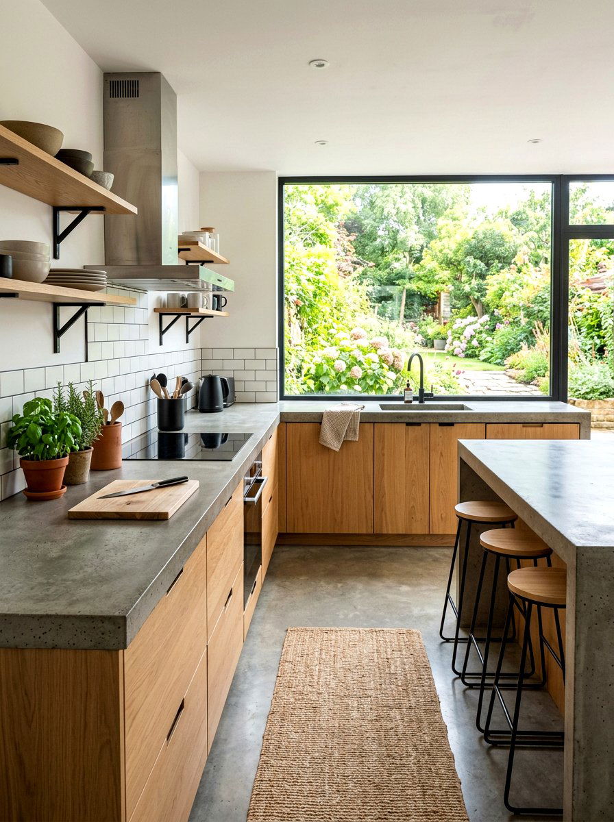Concrete kitchen countertops - 30 wabi sabi kitchen ideas