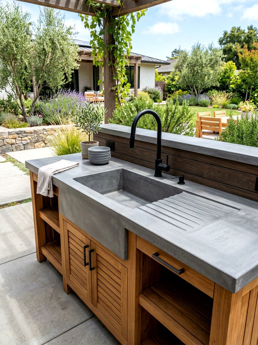 Concrete outdoor kitchen sink - 30 outdoor sink station ideas