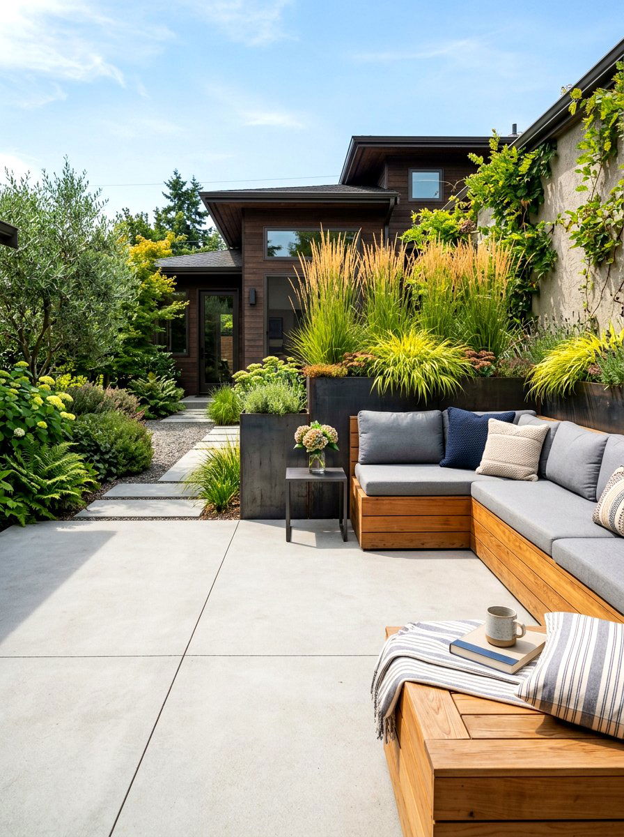 Concrete patio courtyard - 30 enclosed courtyard ideas