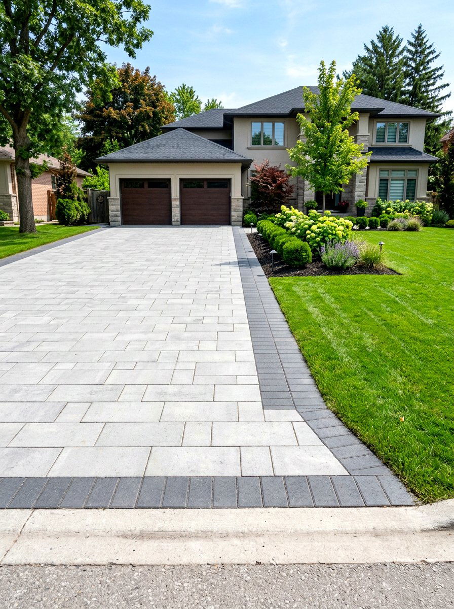 Concrete paver driveway landscaping - 30 driveway side garden ideas