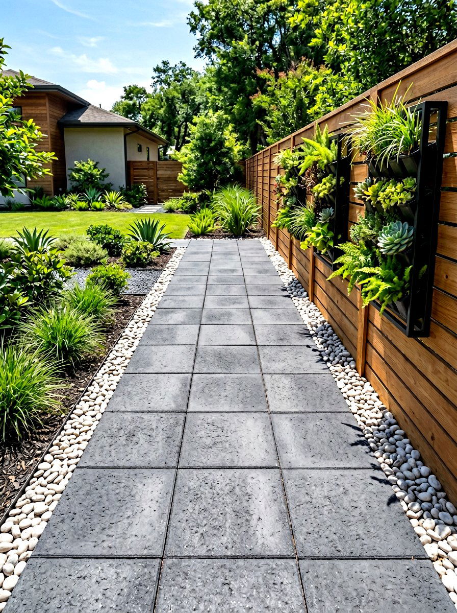 Concrete paver path - 30 narrow side yard path ideas