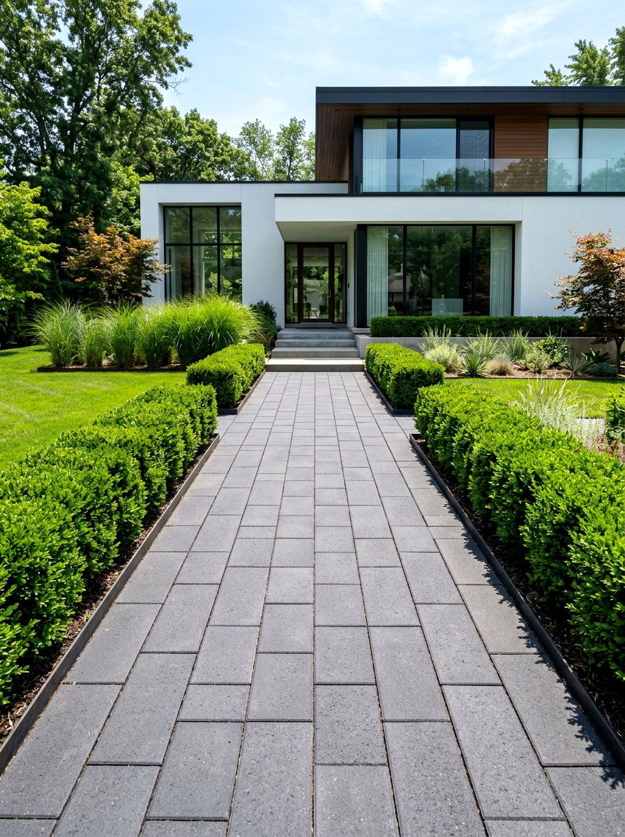 Concrete paver path - 30 front yard pathway ideas