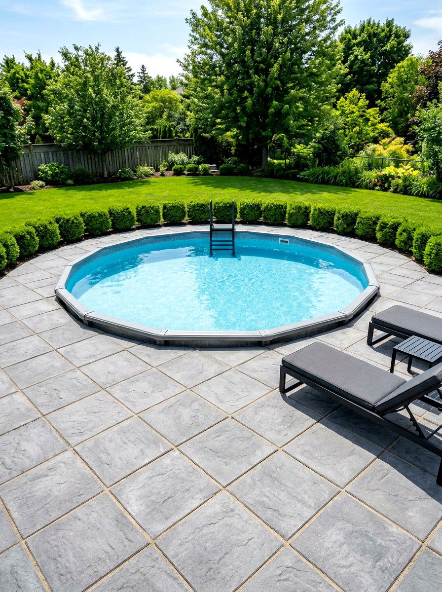 Concrete paver pool surround - 30 above ground pool ideas