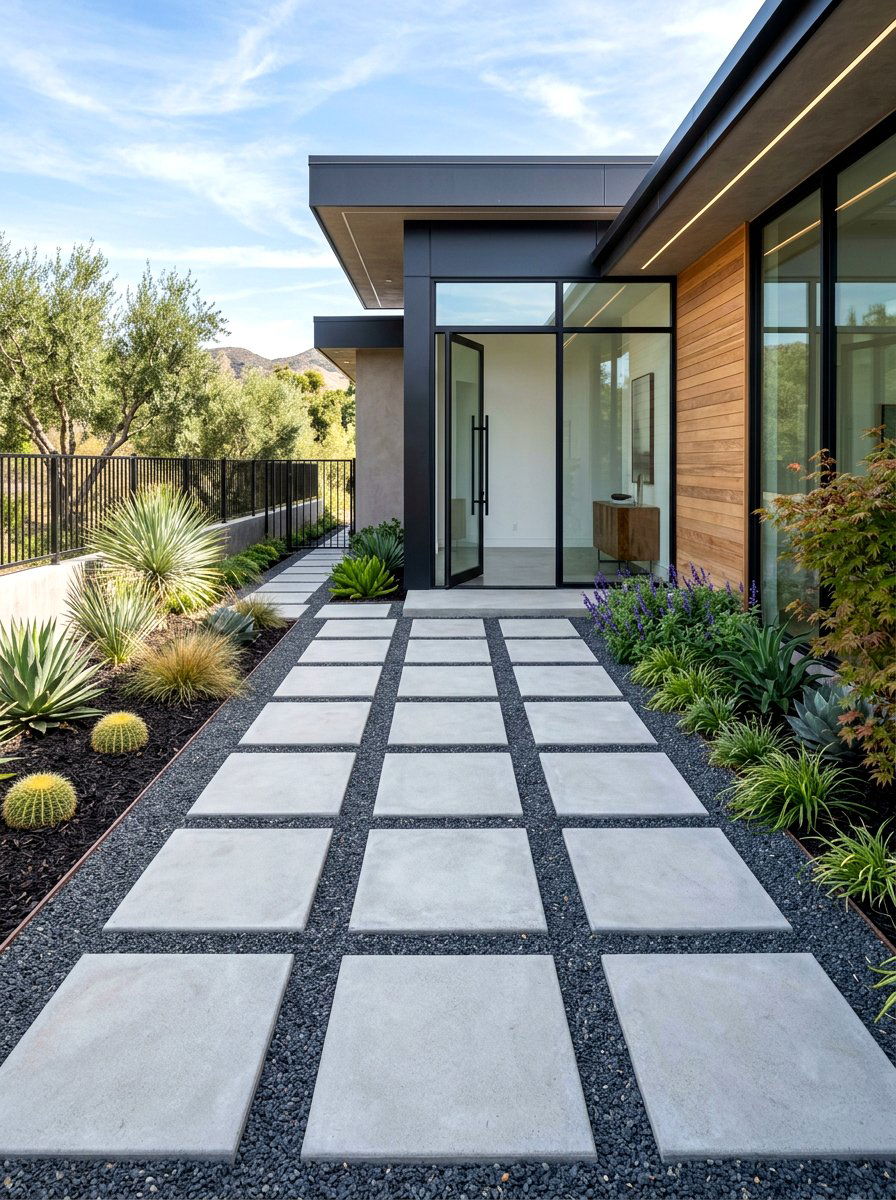 Concrete paver stepping stones - 30 decomposed granite front yard ideas