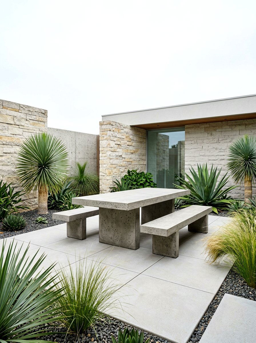 Concrete picnic table - 30 backyard picnic table ideas