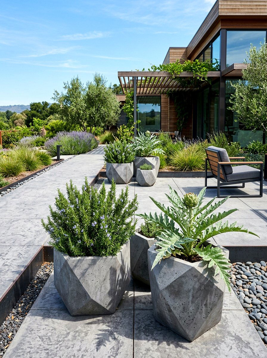 Concrete planter garden - 30 patio vegetable garden ideas