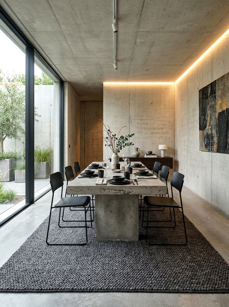 Concrete rectangular dining room - 30 rectangular dining room ideas