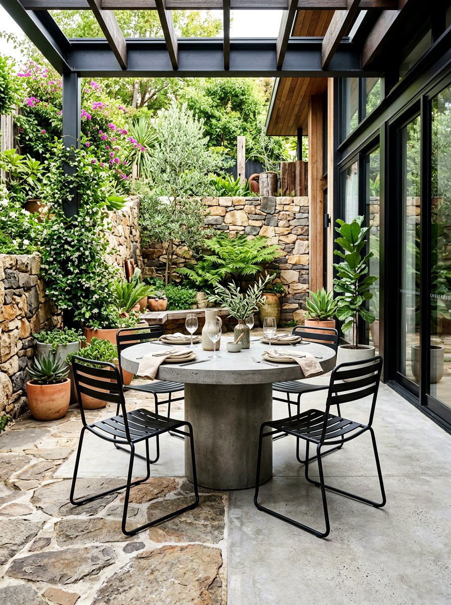 Concrete round dining table - 30 round dining table ideas