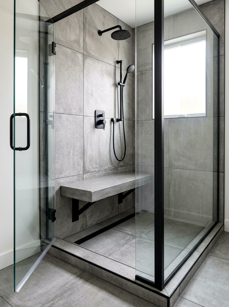 Concrete slab shower seat - 30 shower bench ideas