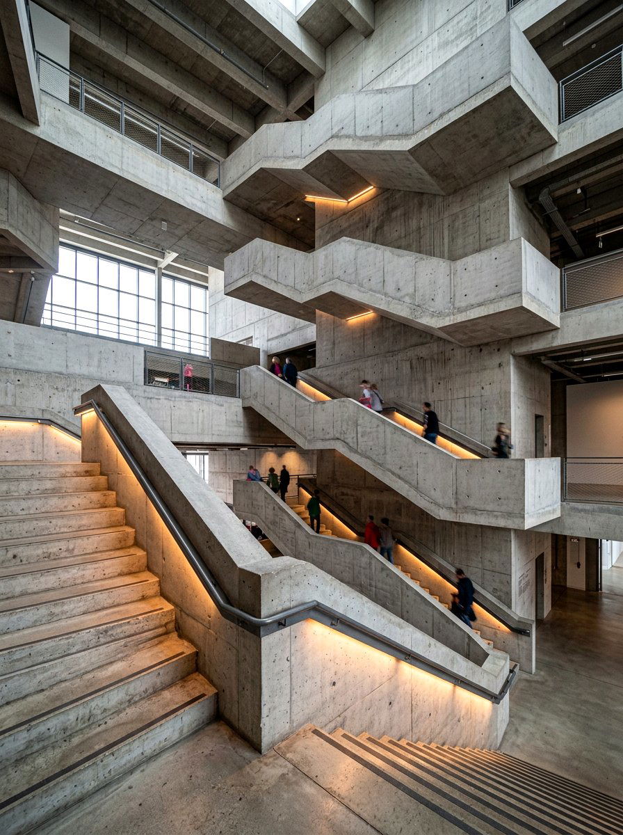 Concrete stairs with side lighting - 30 statement staircase lighting ideas
