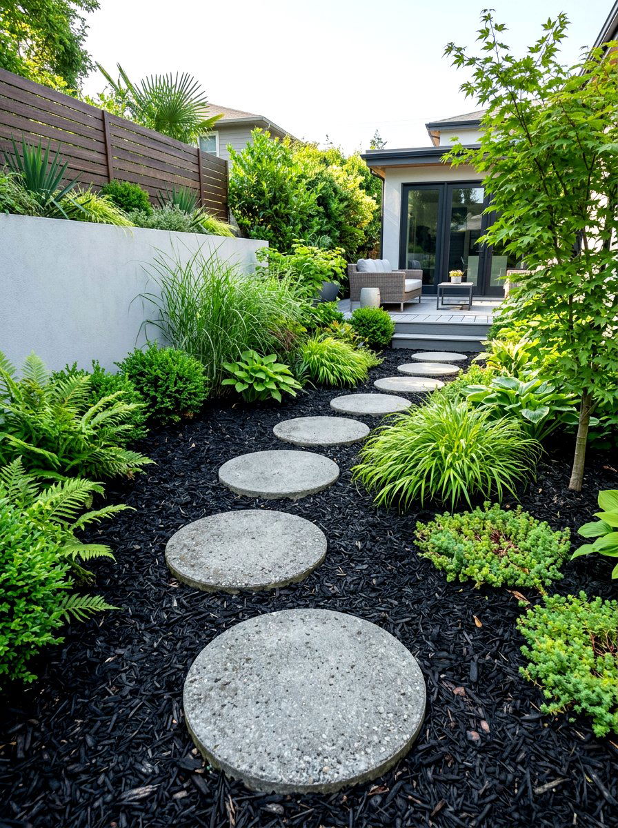 Concrete stepping stone path - 30 woodland path ideas