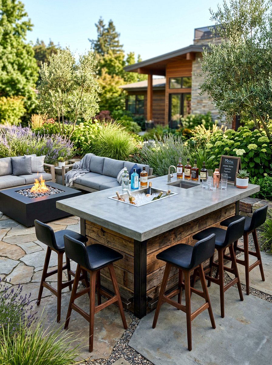 Concrete top patio bar - 30 drink station patio ideas