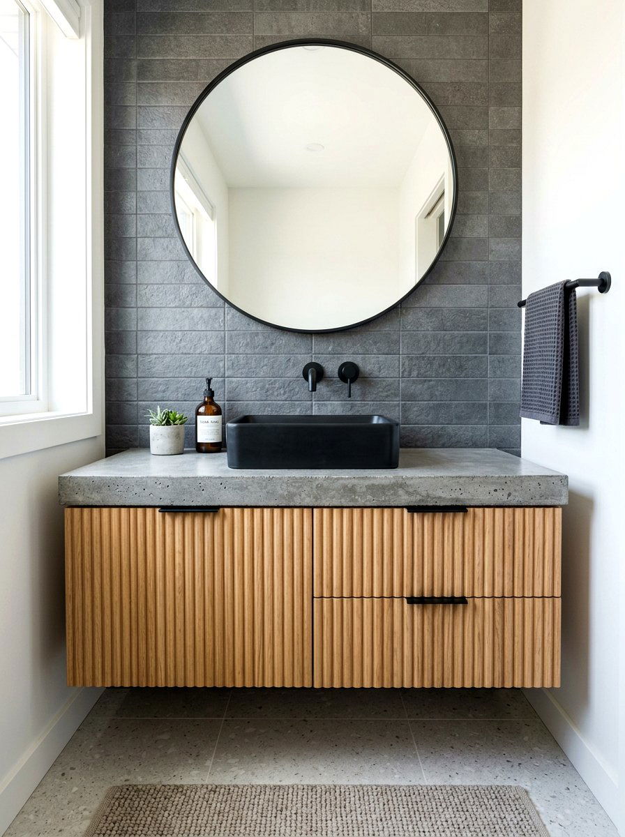 Concrete top reeded vanity - 30 reeded vanity bathroom ideas