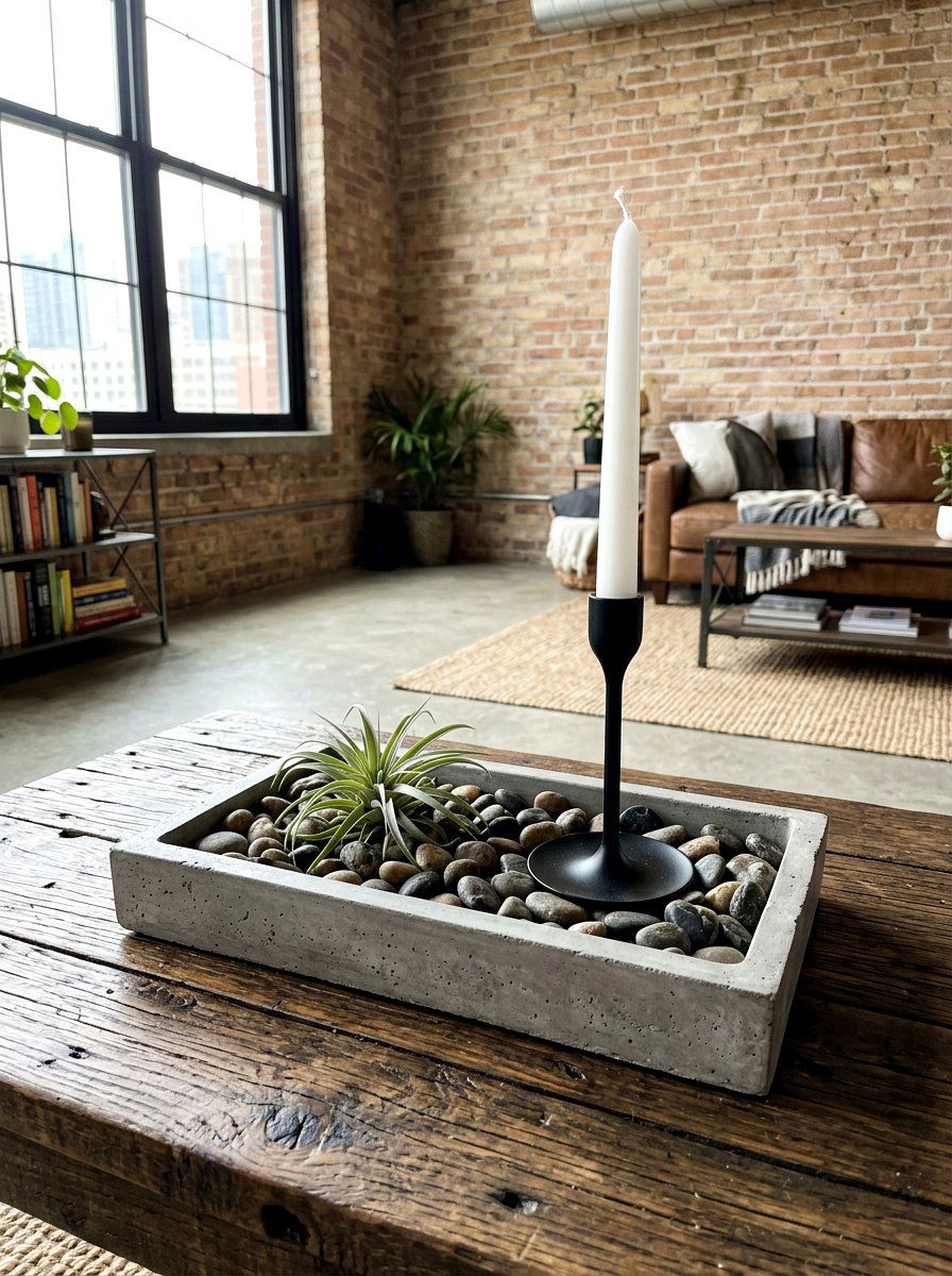 Concrete tray decor - 30 coffee table tray styling ideas