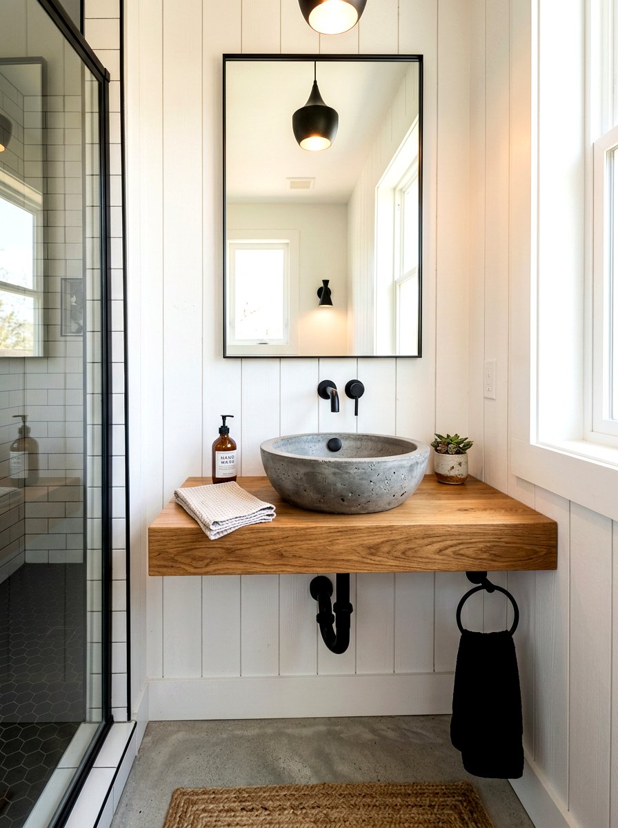 Concrete vessel sink - 30 vessel sink powder room ideas