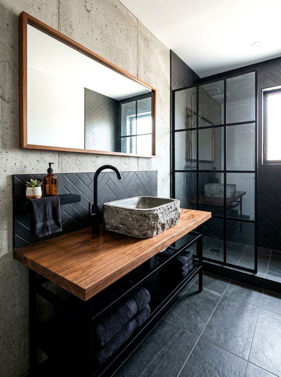 Concrete vessel sink bathroom - 30 vessel sink bathroom ideas