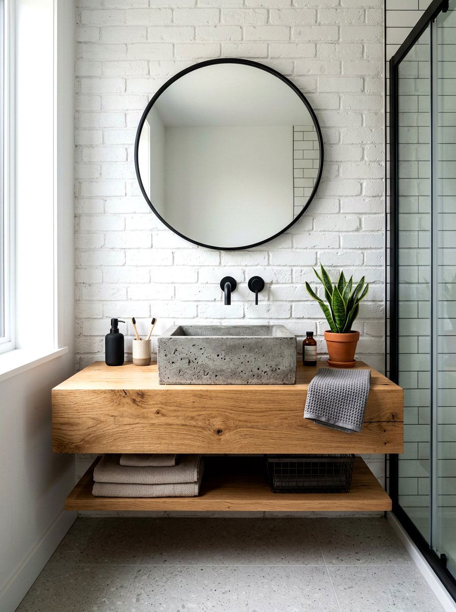 Concrete vessel sink - 30 bathroom makeover ideas