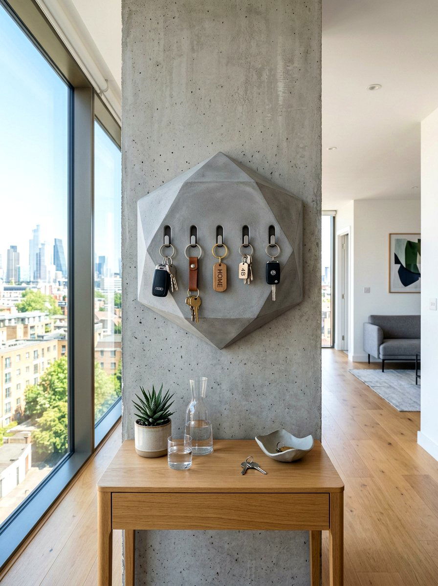 Concrete wall key holder - 30 key holder wall ideas