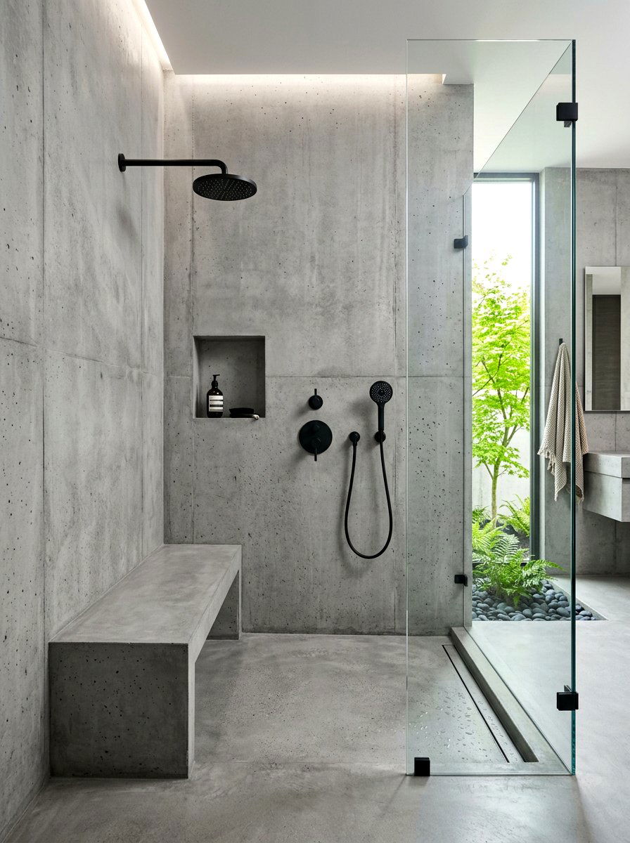Concrete wall shower - 30 outdoor shower summer ideas