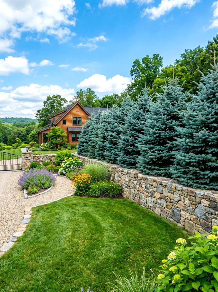 Conifer Security Screen - 30 house front hedge ideas