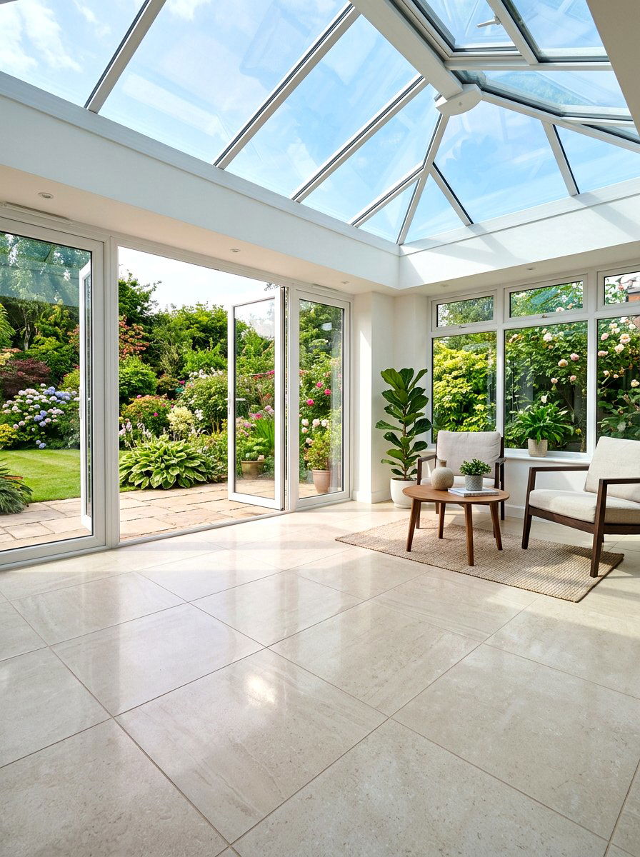Conservatory floor tiles - 30 conservatory decor ideas