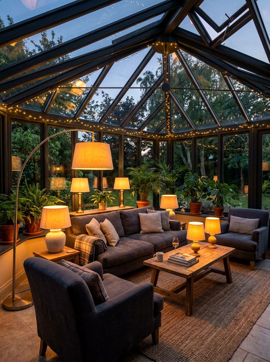 Conservatory lounge lighting - 30 conservatory decor ideas