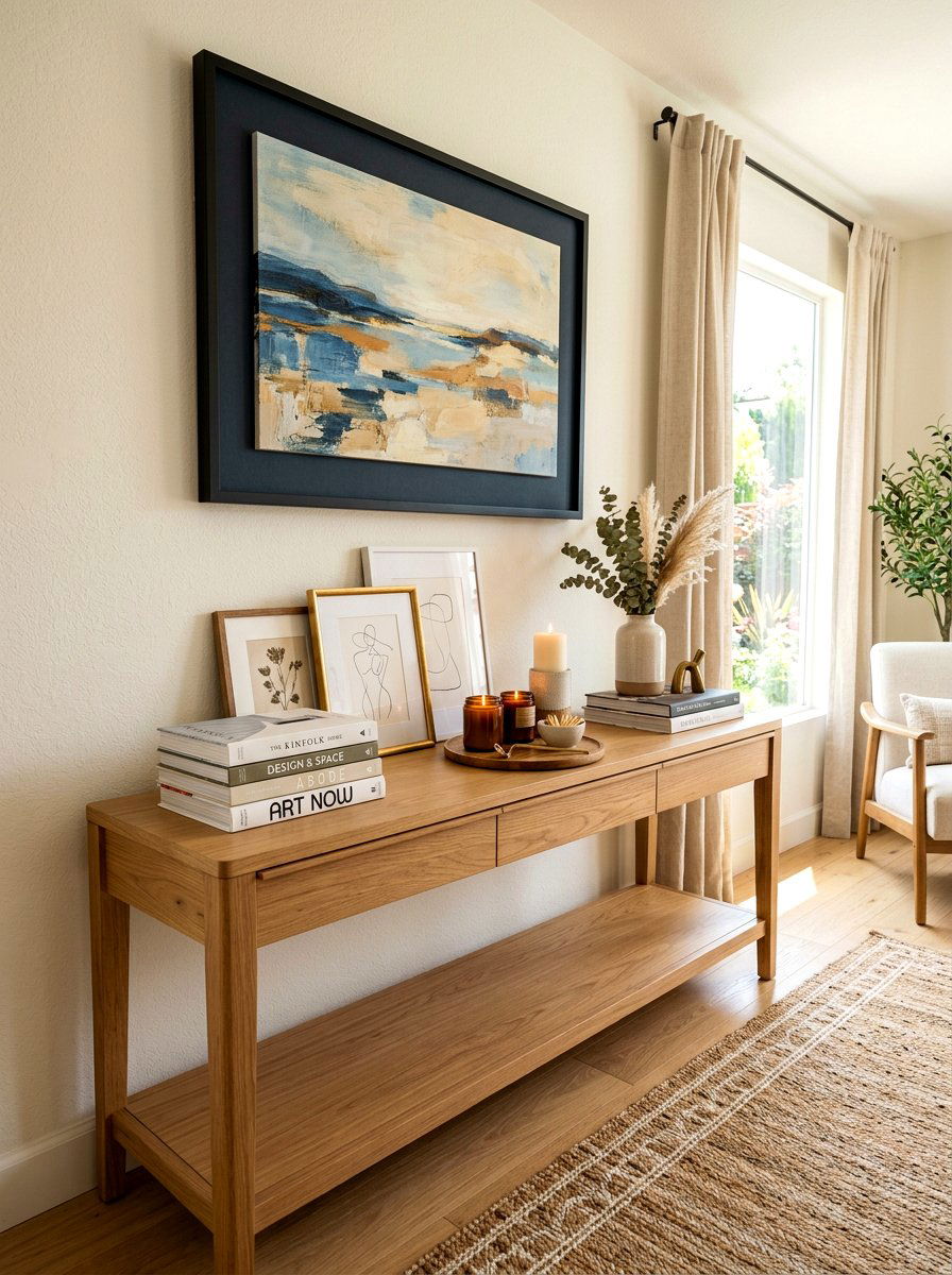 Console Table Backdrop - 30 entryway wall decor ideas