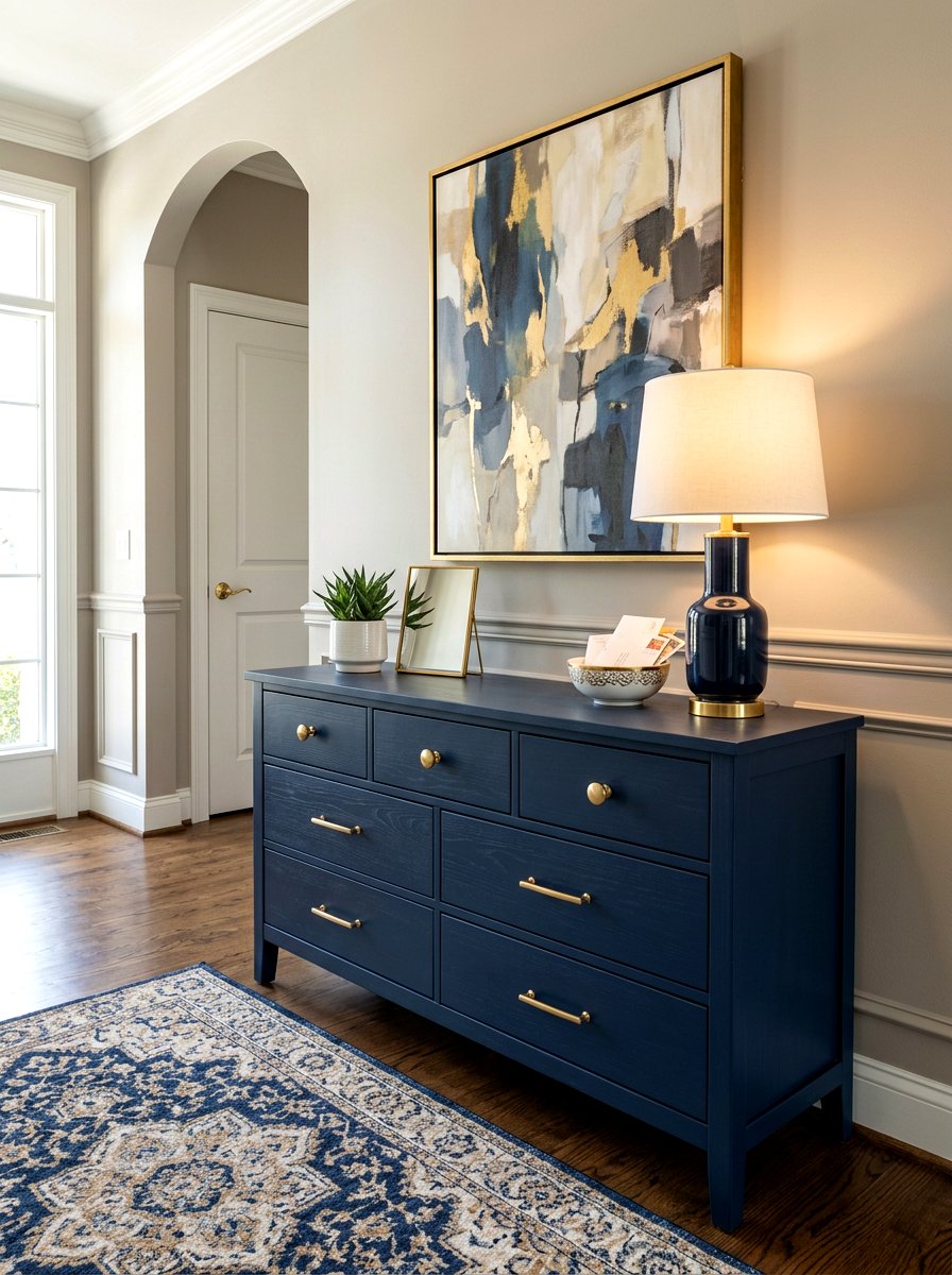 Console With Storage Drawers - 30 slim console apartment ideas