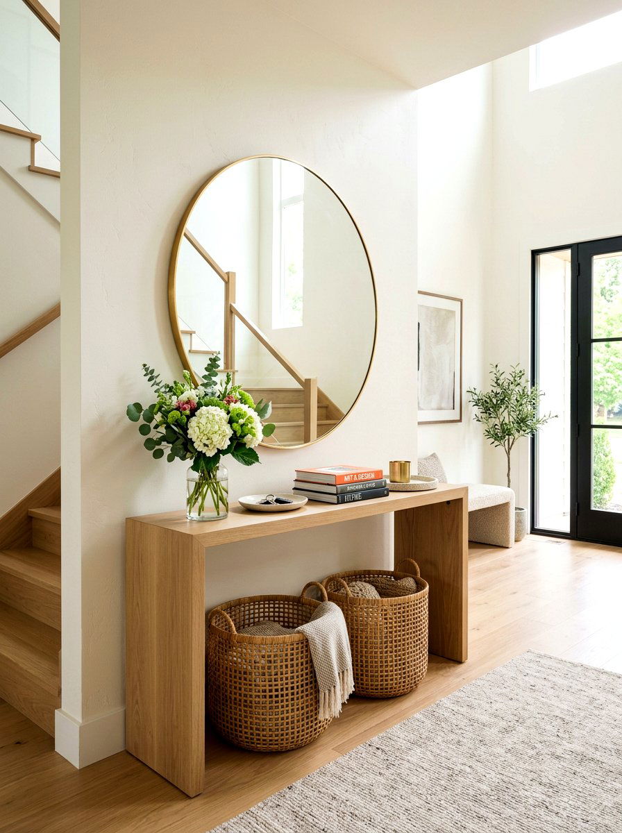Console table with mirror - 30 welcoming foyer ideas