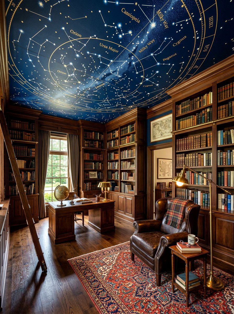 Constellation Library - 30 wallpaper ceiling ideas
